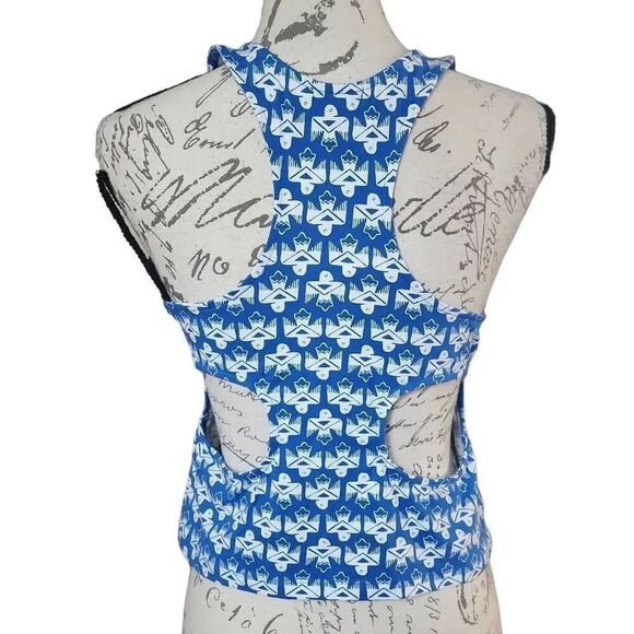 Nollie Women's Size Large Blue White Eagle Print Back Cutout Tank Top - Picture 2 of 6